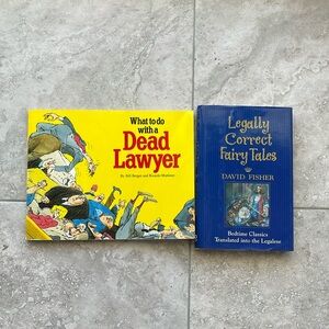 Two books “What to do with a dead lawyer” and “Legally correct fairy tales”.